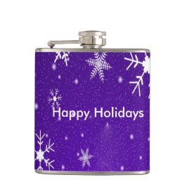 Vit Snöflingor blå bakgrunds-vinylpackad kolv Fickplunta