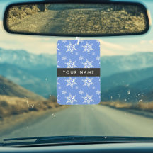 Vit Snöflingor, blå, ditt namn, anpassa