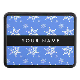 Vit Snöflingor, blå, ditt namn, anpassa Dragkroksskydd