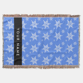 Vit Snöflingor, blå, ditt namn, anpassa Filt