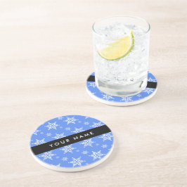 Vit Snöflingor, blå, ditt namn, anpassa Underlägg