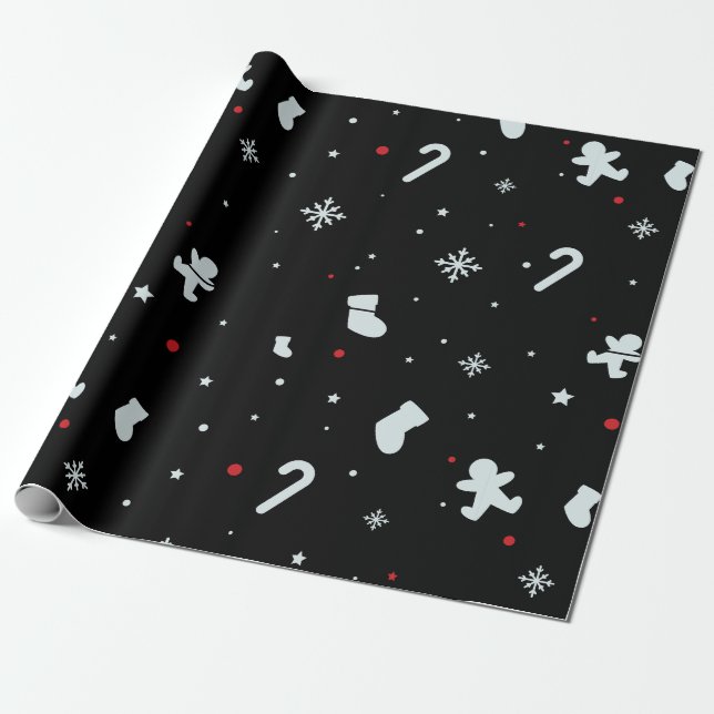 vit snöflingor-christmas som omsluter pappert presentpapper (Utrullad)