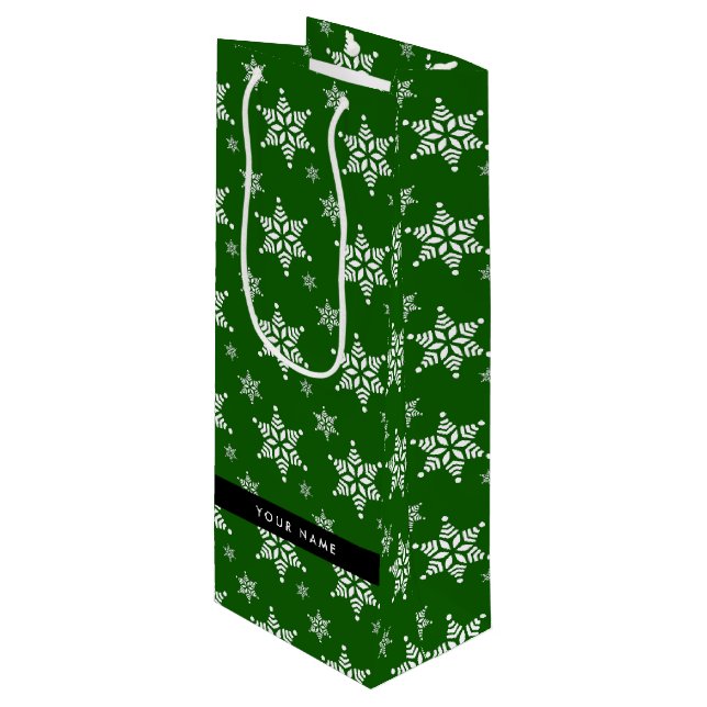 Vit Snöflingor, Grönt, ditt namn, Anpassa (Framsidan Vinklad)