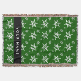 Vit Snöflingor, Grönt, ditt namn, Anpassa Filt