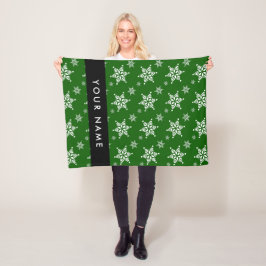 Vit Snöflingor, Grönt, ditt namn, Anpassa Fleecefilt