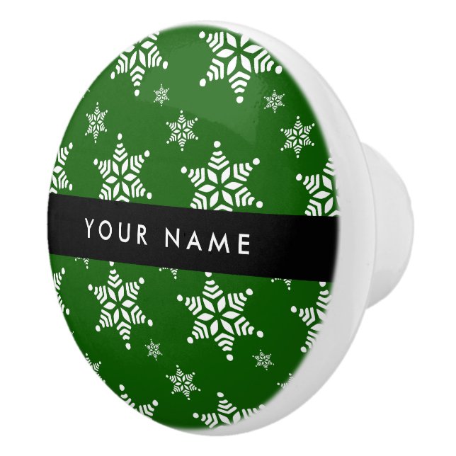 Vit Snöflingor, Grönt, ditt namn, Anpassa Knopp (Höger)