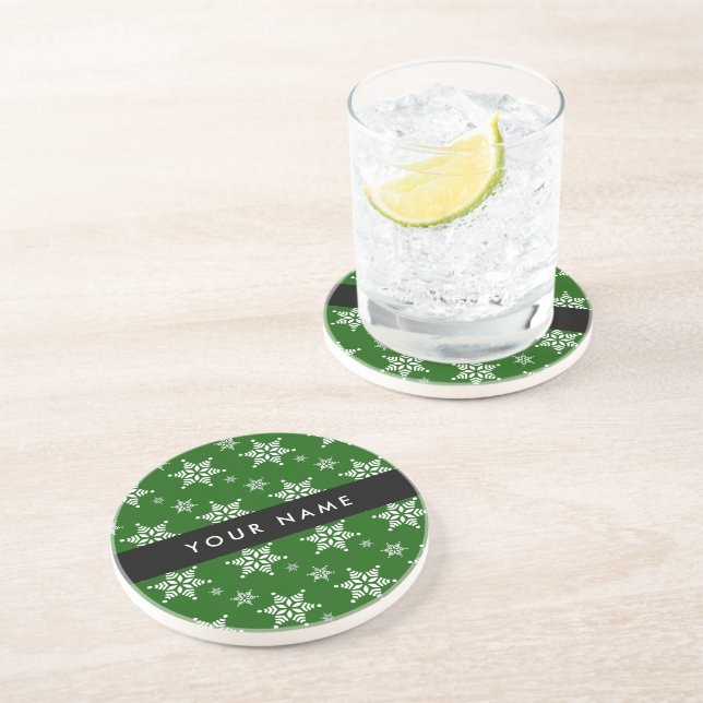 Vit Snöflingor, Grönt, ditt namn, Anpassa Underlägg (Sidan)