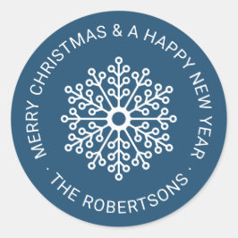 Vit snöflingor Helgdag Gift Märkre Round Sticker Runt Klistermärke