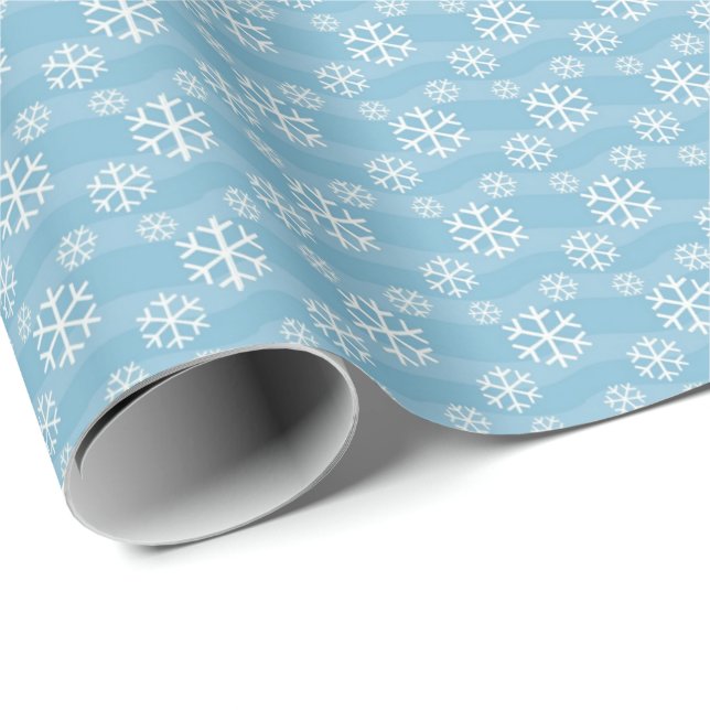 Vit Snöflingor Light Isig Blue Presentpapper (Rullad Hörn)