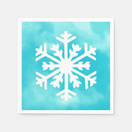 Vit snöflingor på blå vattenfärgsbakgrund pappersservett