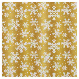 Vit snöflingor på guld med passutskrift mönster tyg