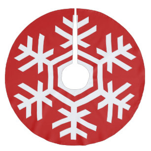 Vit snöflingor på Röd jul Julgransmatta Borstad Polyester