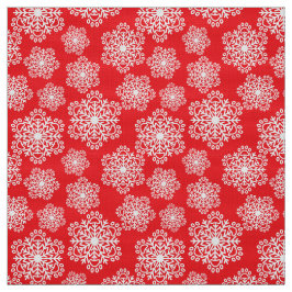 Vit snöflingor på rött med paw print mönster tyg