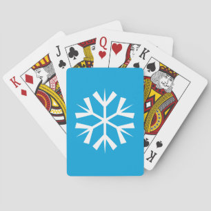 Vit snöflingsymbol på blå bakgrund spel kort