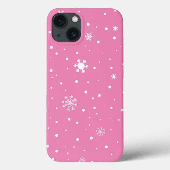 Vit snöflummel och Polka dots i Rosa (Baksida)