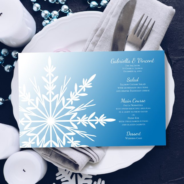 Vit snöflummel på Blue Winter Wedding Menu (Skapare uppladdad)