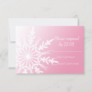 Vit snöflummel på Rosa Winter Wedding OSA Kort