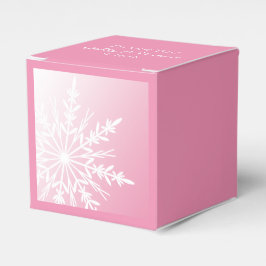 Vit snöflummel på Rosa Winter Wedding Presentaskar