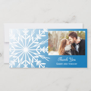 Vit snöflummel på Tacken Blue Winter Wedding Tack Kort