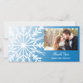 Vit snöflummel på Tacken Blue Winter Wedding Tack Kort