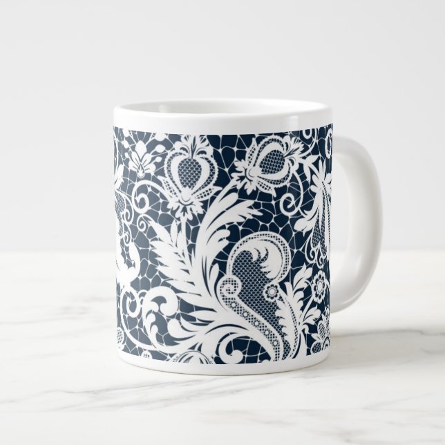 Vit snöre 2 jumbo mugg (Framsida höger)