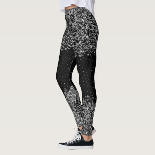 Vit Snöre & Dots Girly Design Leggings