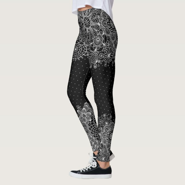 Vit Snöre & Dots Girly Design Leggings (Vänster)