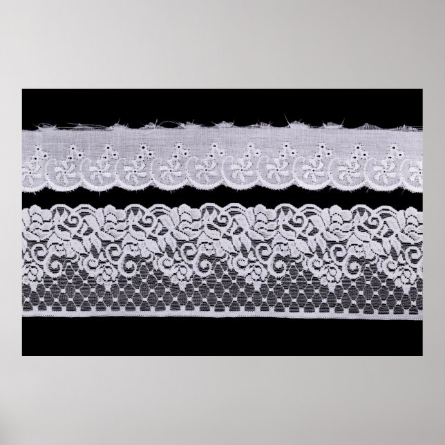 Vit Snöre för prydnadsdjur, isolerad på svart bakg Poster (Framsidan)