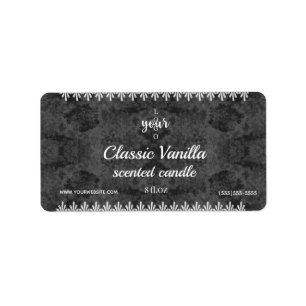 Vit Snöre- och Black Damask-stearinljus Adressetikett