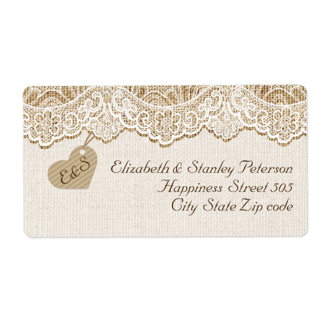 Vit snöre och hjärta på bröllop i brottstycken fraktsedel (Framsidan)