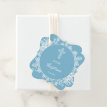 Vit Snöre på Pastellblå baptism