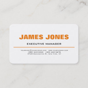 Vit Snyggt, modern Professionell, fet Orange Visitkort