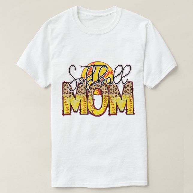 Vit Softbollsmamma T Shirt (Design framsida)