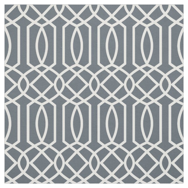 Vit som är geometrisk på mörkt bakgrundstyg tyg (Provkarta)