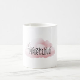 Vit som bor på ett rosa moln kaffemugg