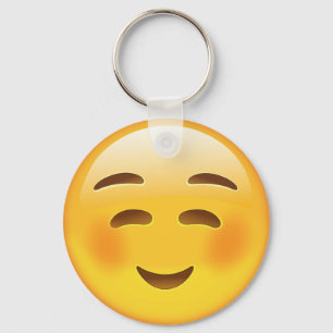 Vit som ler ansikte Emoji Nyckelring