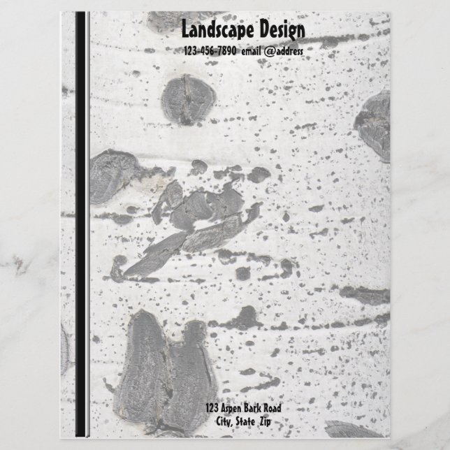 Vit som skälver asp- trädskällstruktur brevhuvud (Framsida)