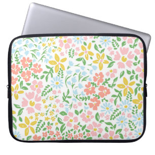 Vit, sömlös blommigt färglös mönster på vitt laptop fodral