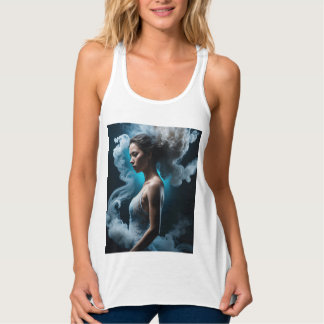 Vit, sömlös skopa linne med racerback 