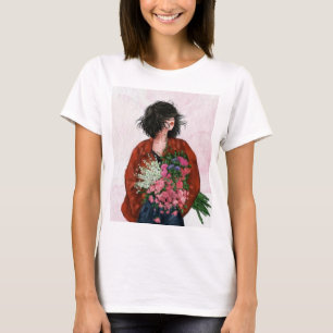 Vit, sommar, halvärmad t-shirt för flickor.