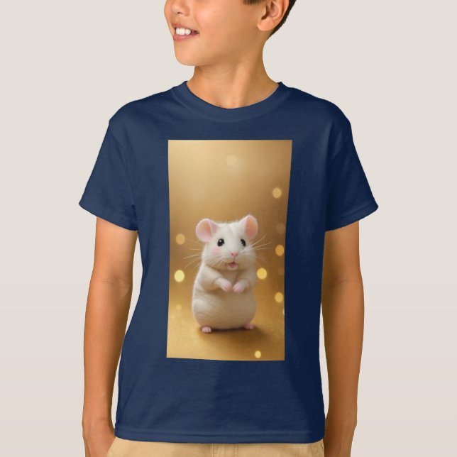 "Vit söt hamster" Designad T Shirt (Framsida)