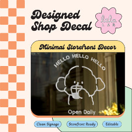 Vit söt välkomstfönsterdekal i vinyl, redigerbar