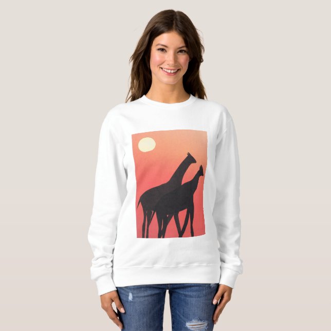 Vit sötskjorta för kvinnor med Giraffe Design Tee (Hel framsida)
