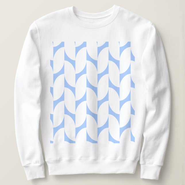 Vit sötskjorta med Himmel Blue Abstrakt Geometric T Shirt (Design framsida)