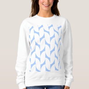 Vit sötskjorta med Himmel Blue Abstrakt Geometric T Shirt