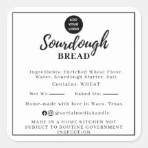 Vit Sourdough Ingrediensats Huslag Sticker