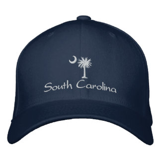 Vit South Carolina Palmetto Moon Broderad Hatt Keps