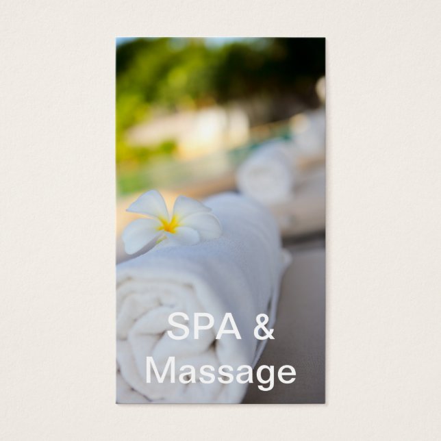 Vit SPA-handduk Visitkort (Framsidan)