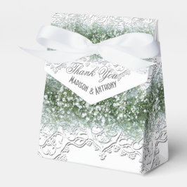 Vit spets & babys andedräkt bröllop presentaskar