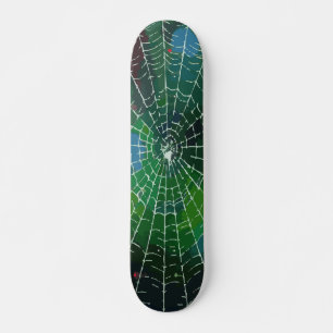 Vit spindelnätsabstrakt gatuart på svart mini skateboard bräda 18,5 cm